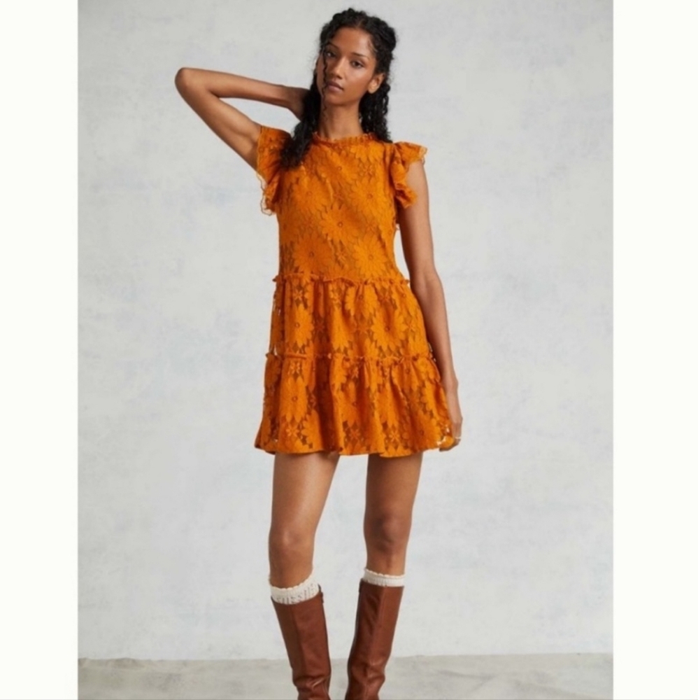 Anthropologie Tiered Lace Tunic Dress Size SP - Picture 2 of 5